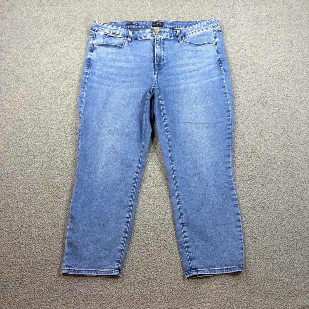 Talbots Jegging Crop Women 16W Blue Neptune Wash Denim Stretch Cropped Jeans